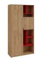 KSR6-83 L skříň šatní, 1x výsuvné ramínko, dvířka, niky, 2053x1022x400 mm, provedení levé, korpus a